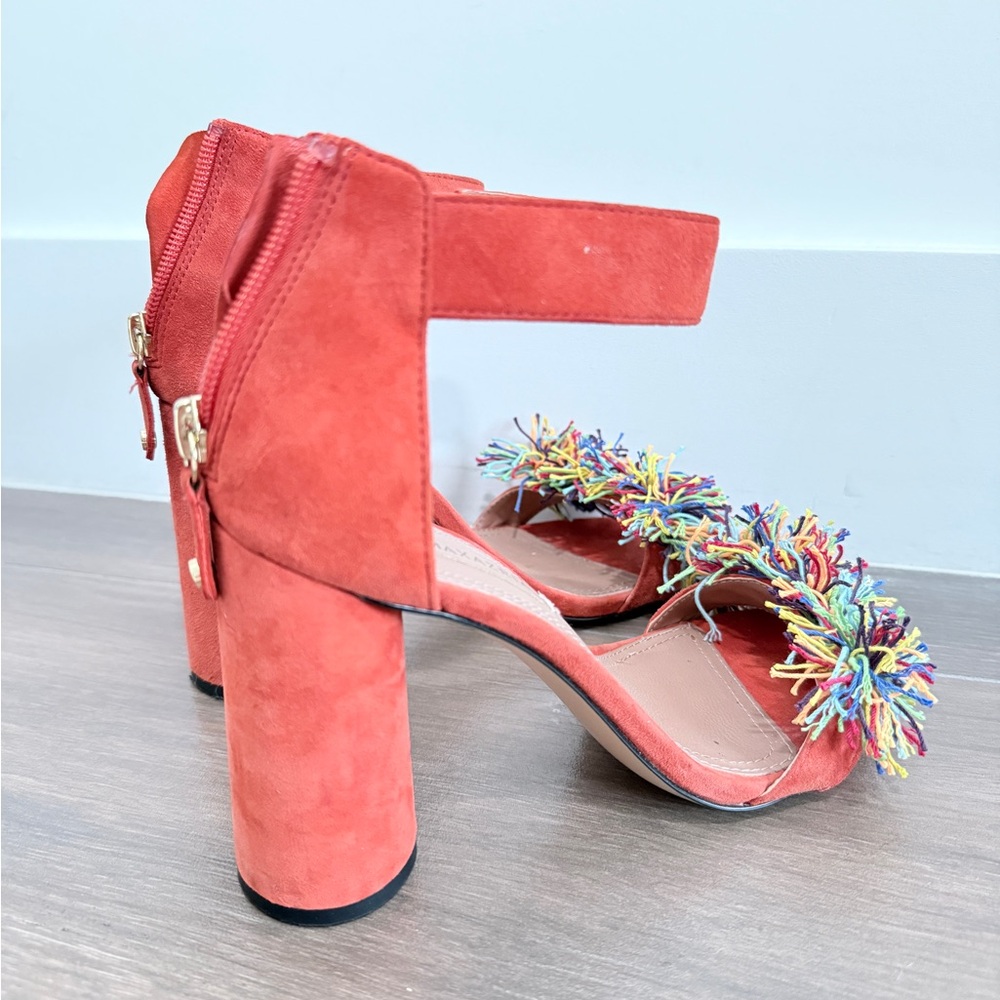 BCBGMaxAzria Orange Heels with Multicolor Fringe